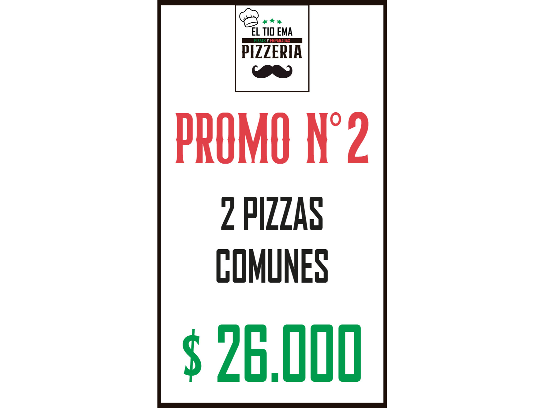 2 pizzas muzarella