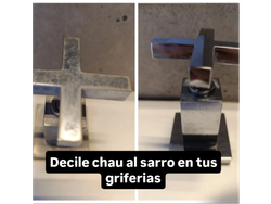 Kit quitasarro para griferias con brillo extremo, cepillo aplicador y paño de microfibra