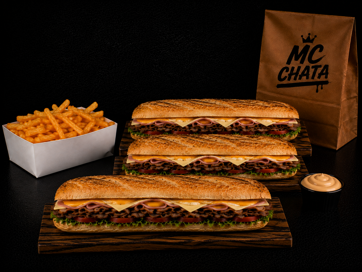 Combo 4 (3 pachatas de 24 cm mas fritas)