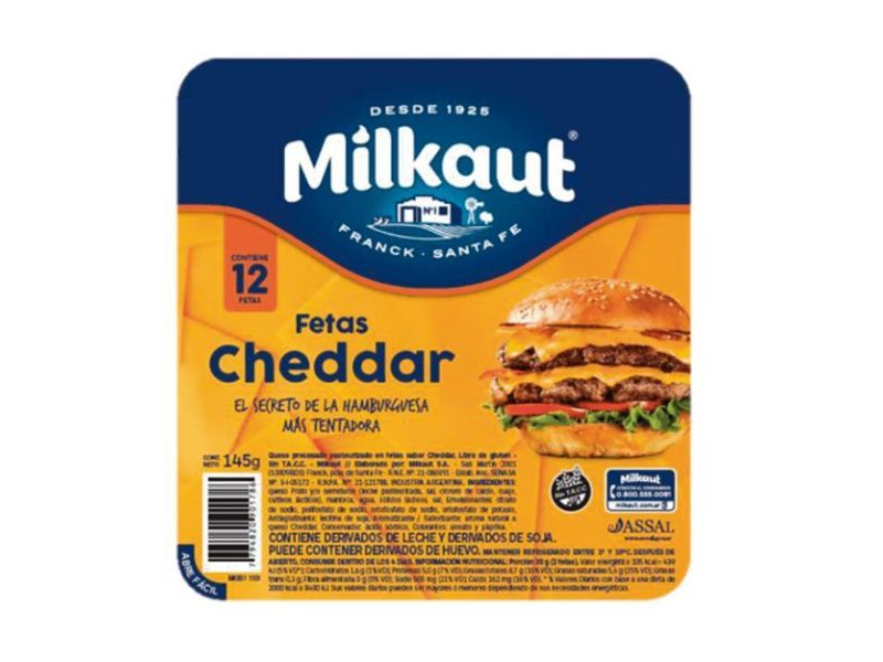 QUESO CHEDDAR EN FETA MILKAUT 145G