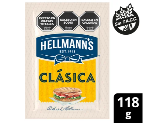 MAYONESA HELLMANN S CLASICA SACHET 118G