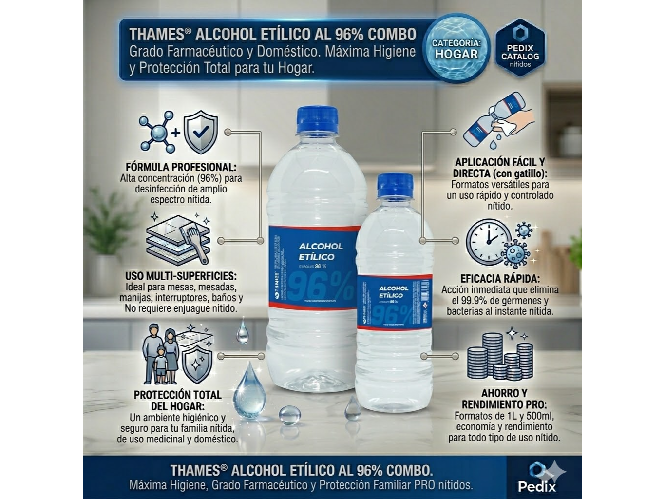 Alcohol etílico 96% 1lt /500ml