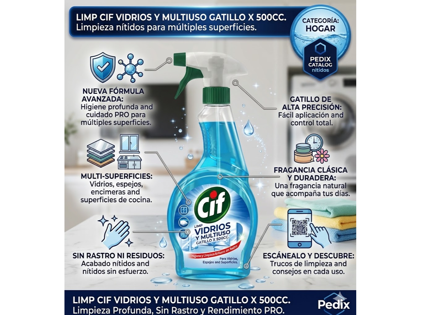 Cif vidrios y multiuso Gatillo 500cc