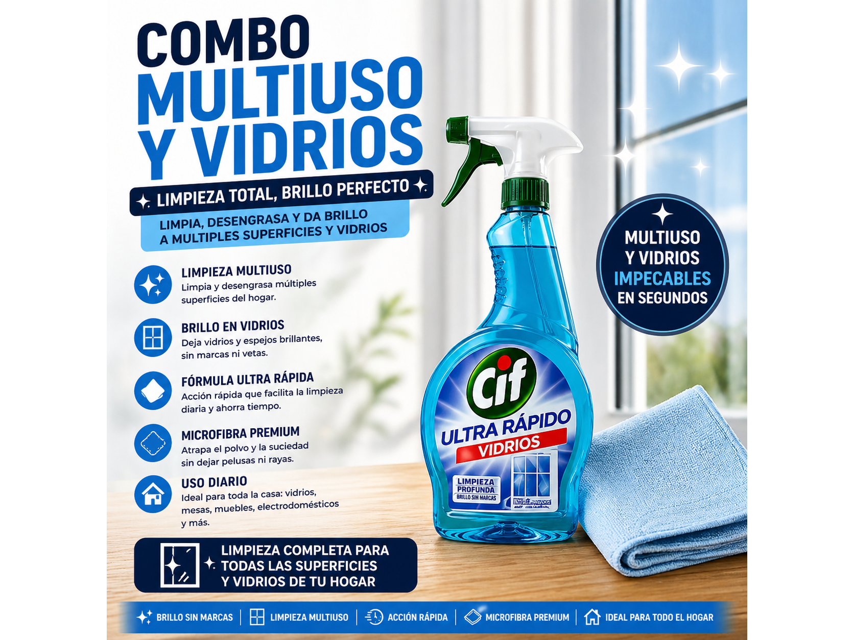 Multiuso, vidrios y espejos
