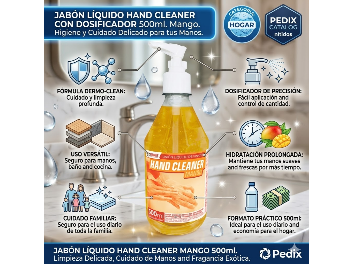 Jabón líquido Hand Cleaner con dosificador 500ml