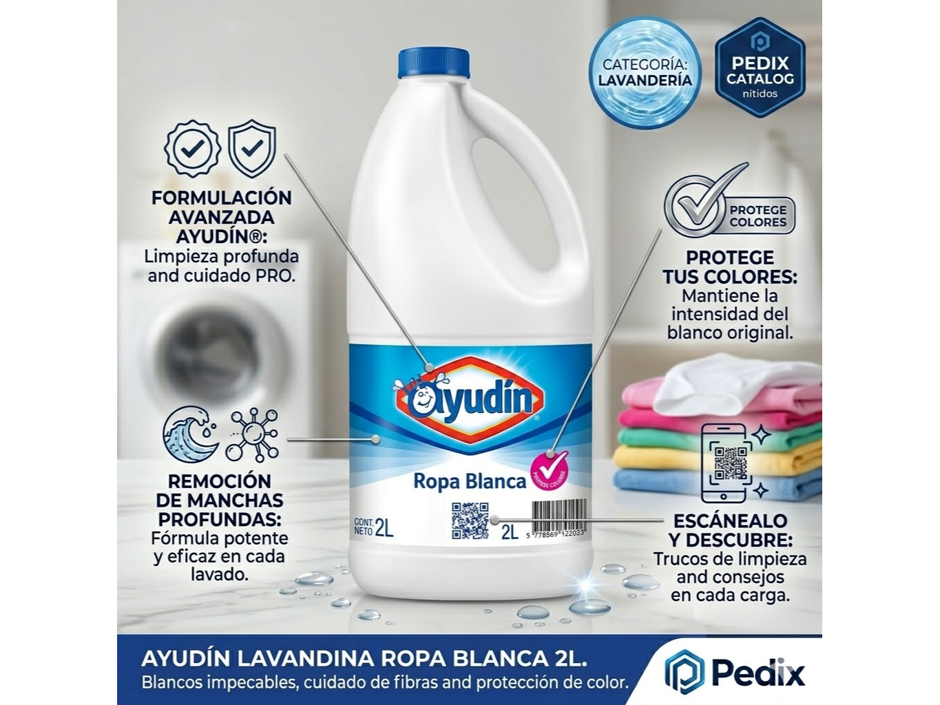 Lavandina Ayudin Ropa Blanca 2L