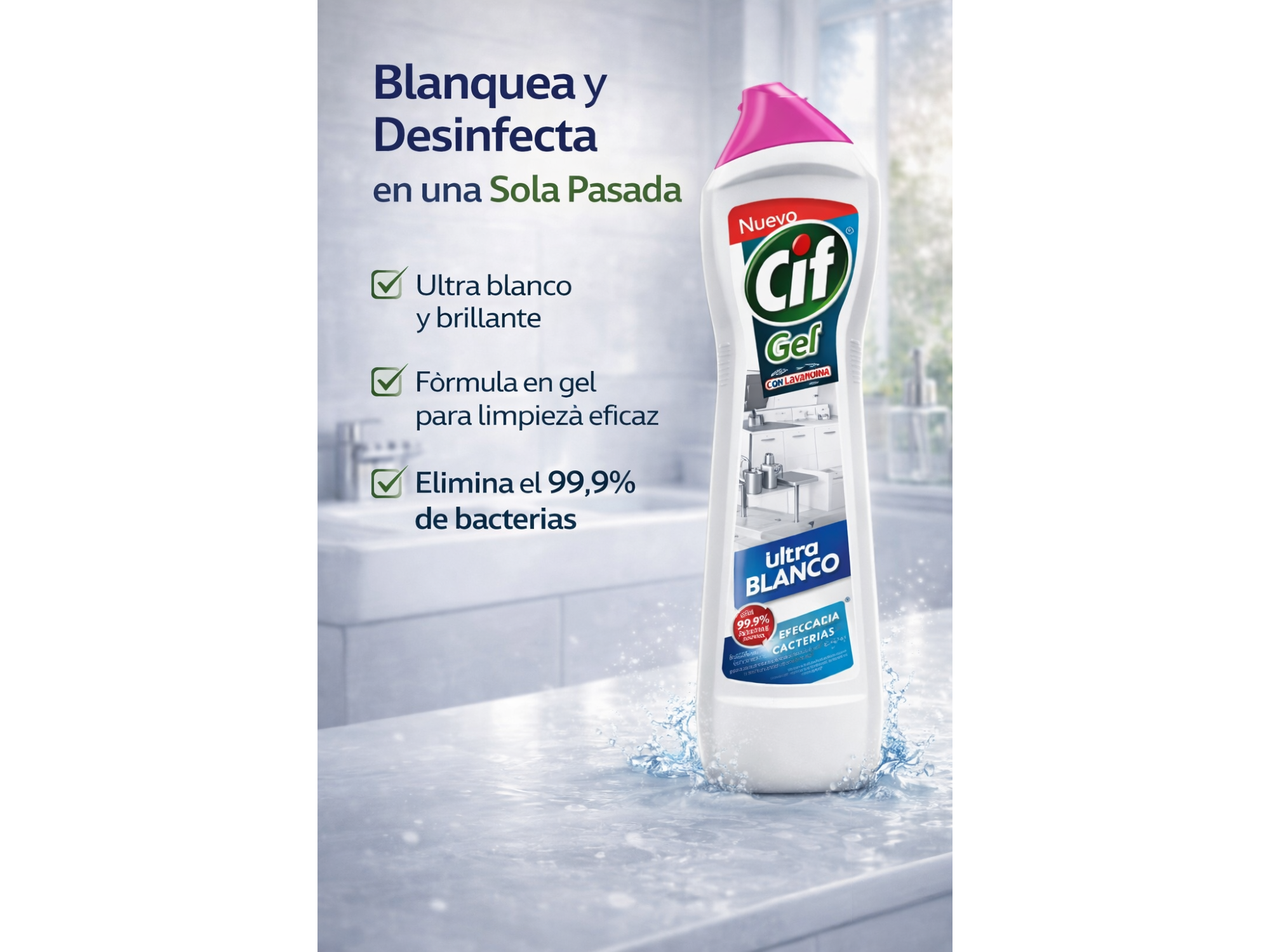 Cif gel con lavandina Ultra Blanco 500cc