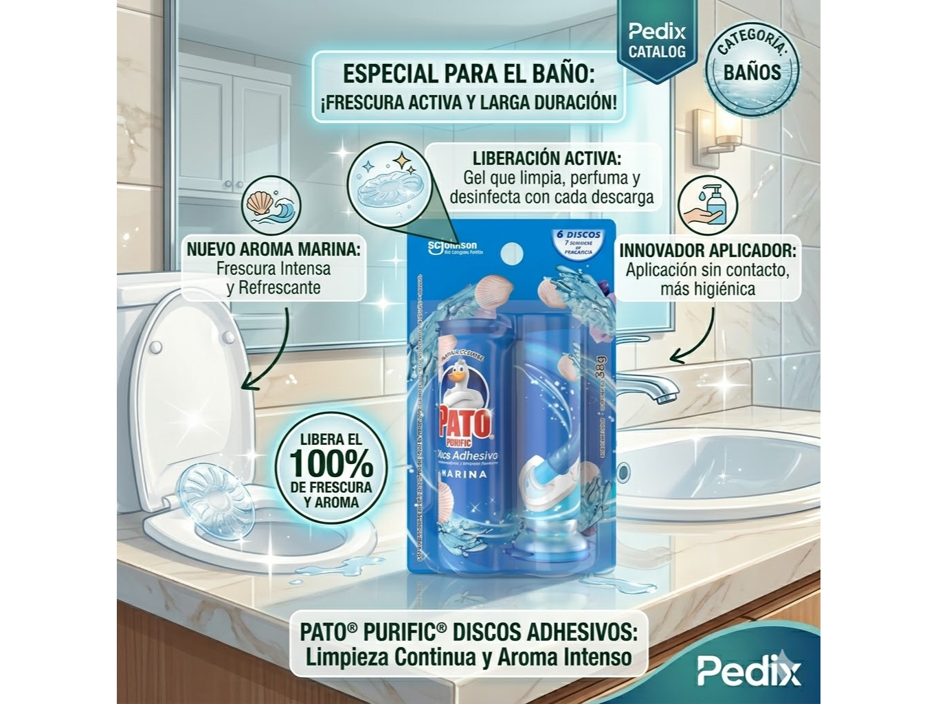 Discos Adhesivos para Inodoro Pato Purific - con aplicador