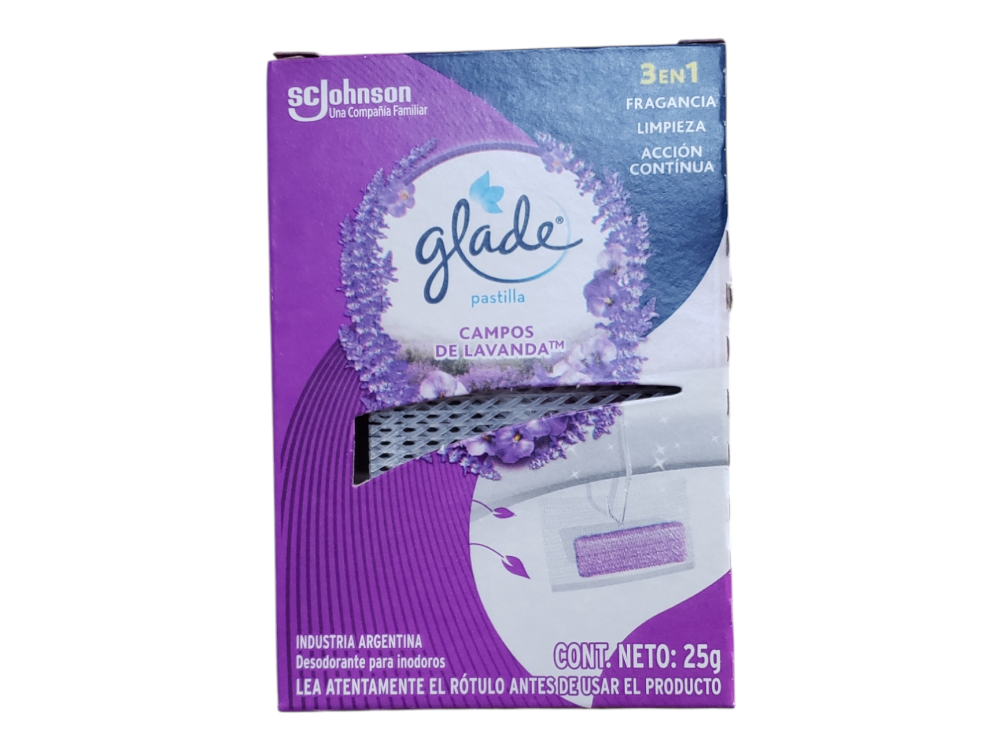 DESODORANTE PARA INODOROS GLADE PASTILLA LAVANDA X 25 grs