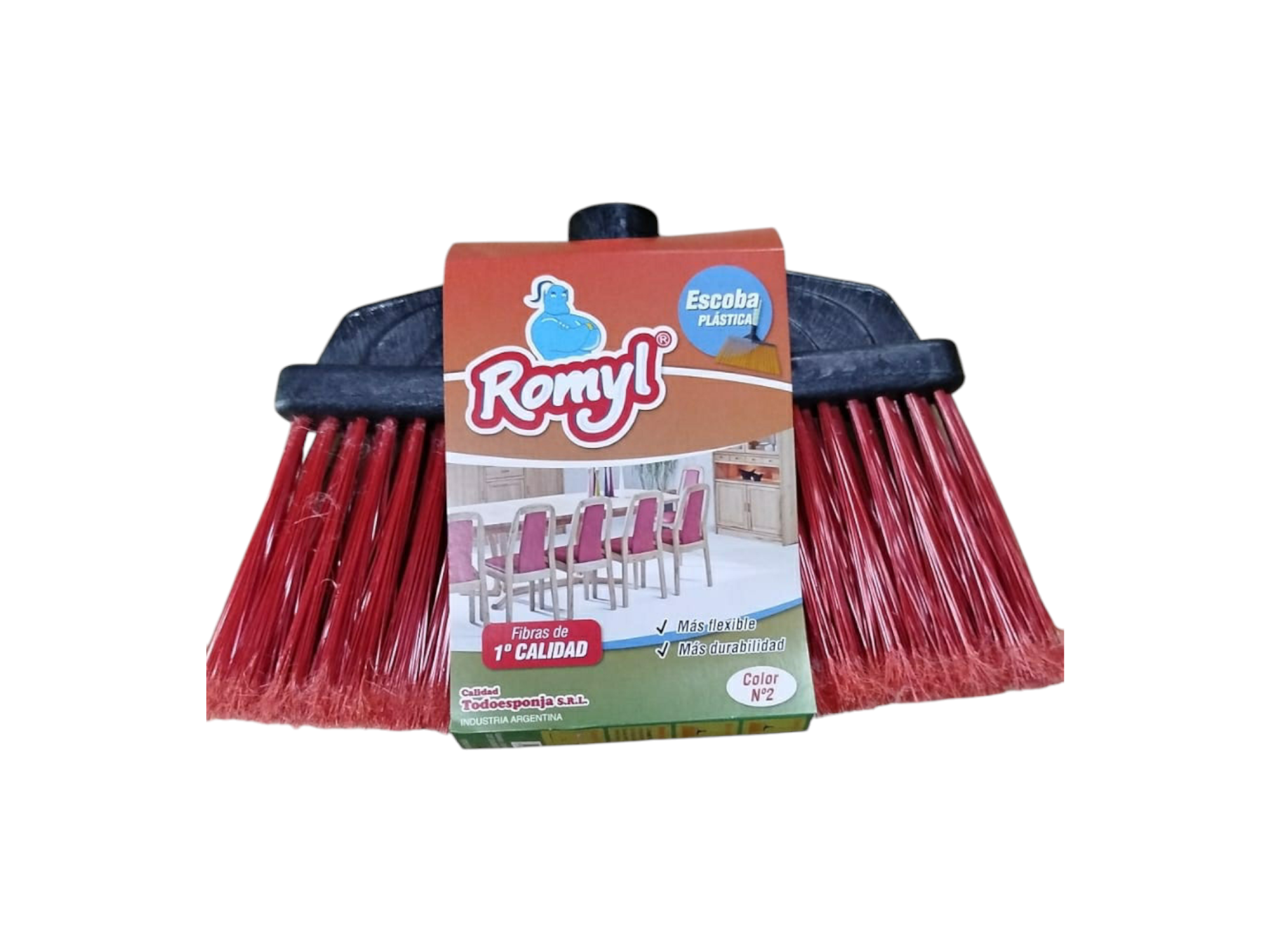 Escoba plástica bicolor