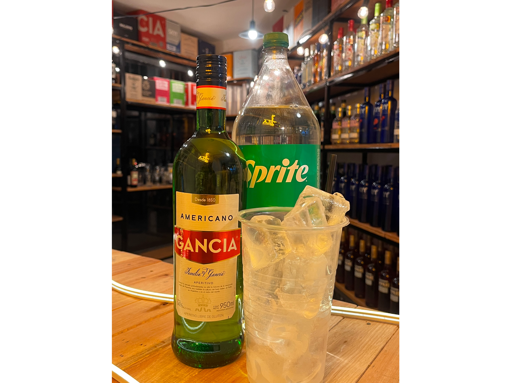 Gancia + Sprite + Hielo + Vaso