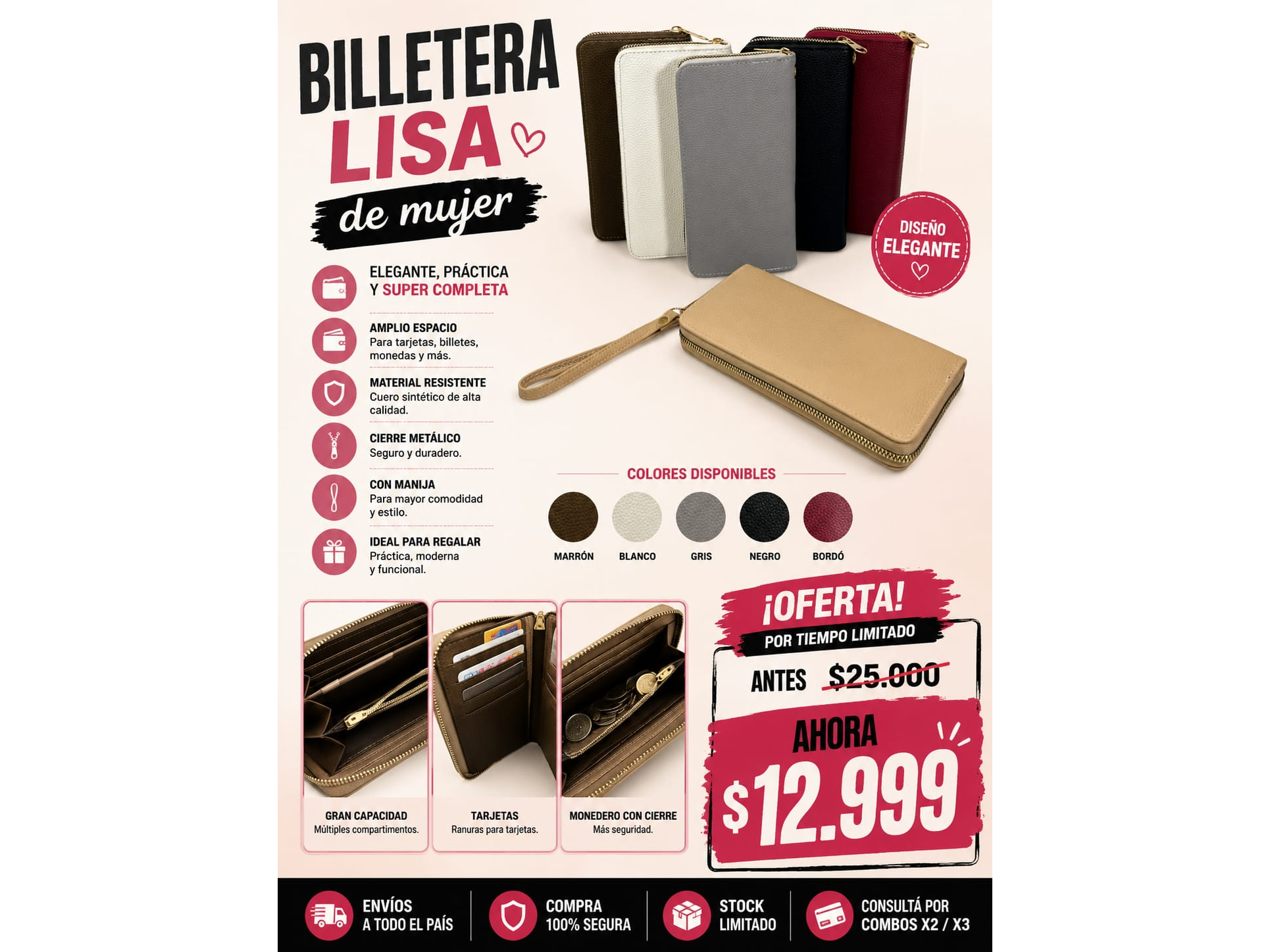 BILLETERA LISA DE MUJER