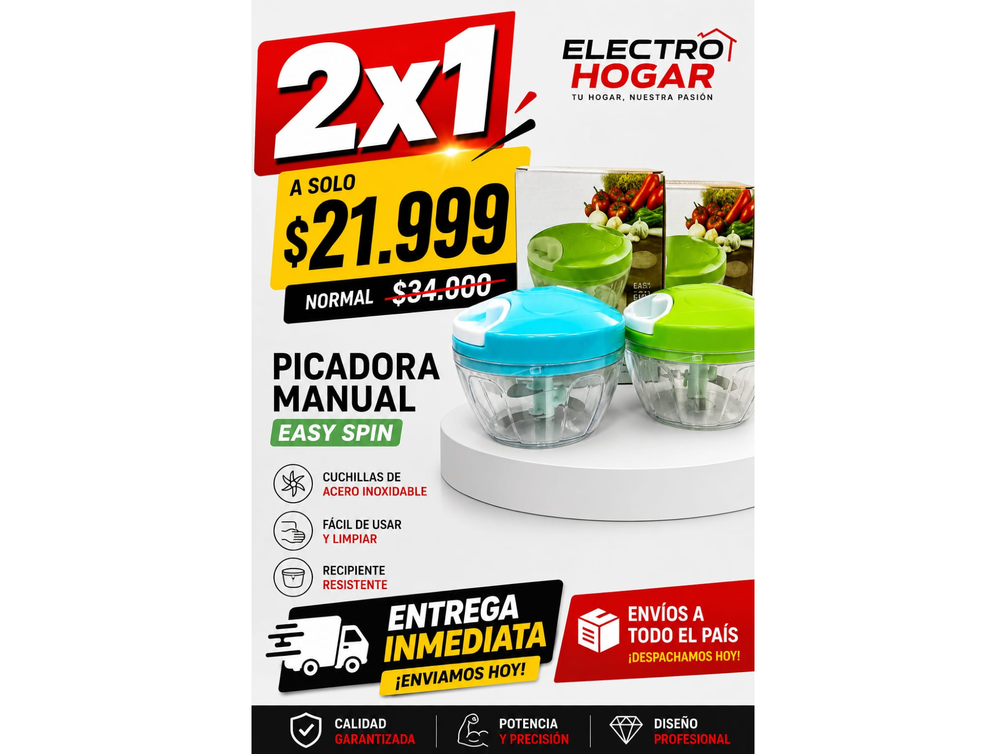 2x1 PICADORA MANUAL EASY SPIN