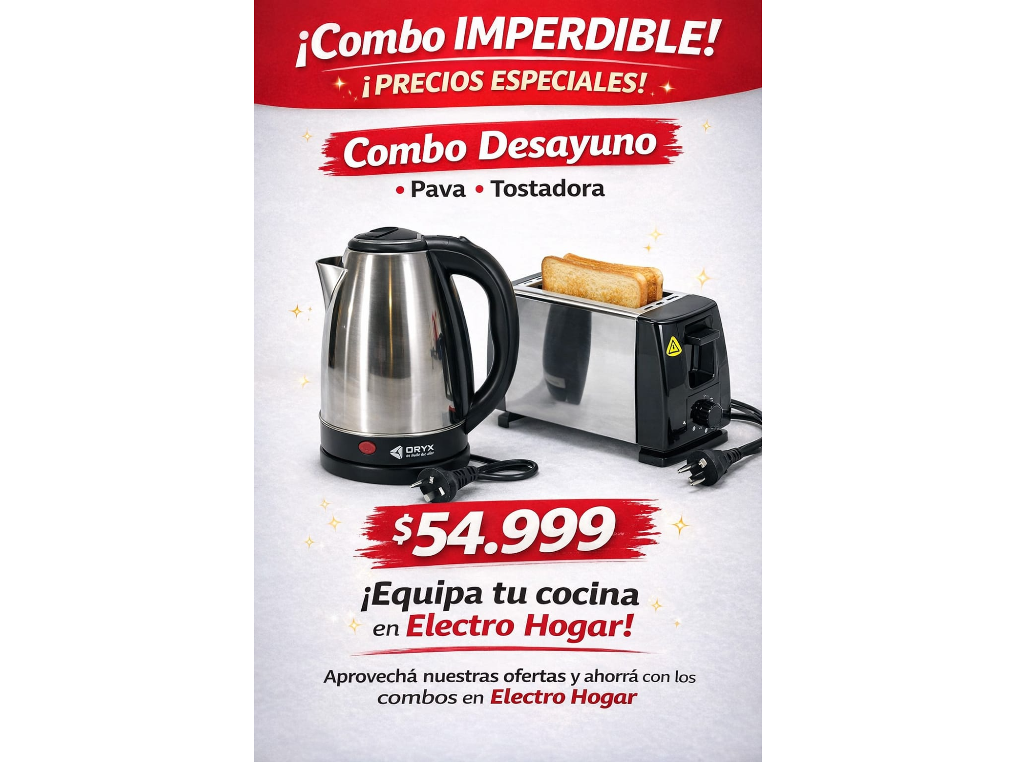 COMBO DESAYUNO (PAVA + TOSTADORA)