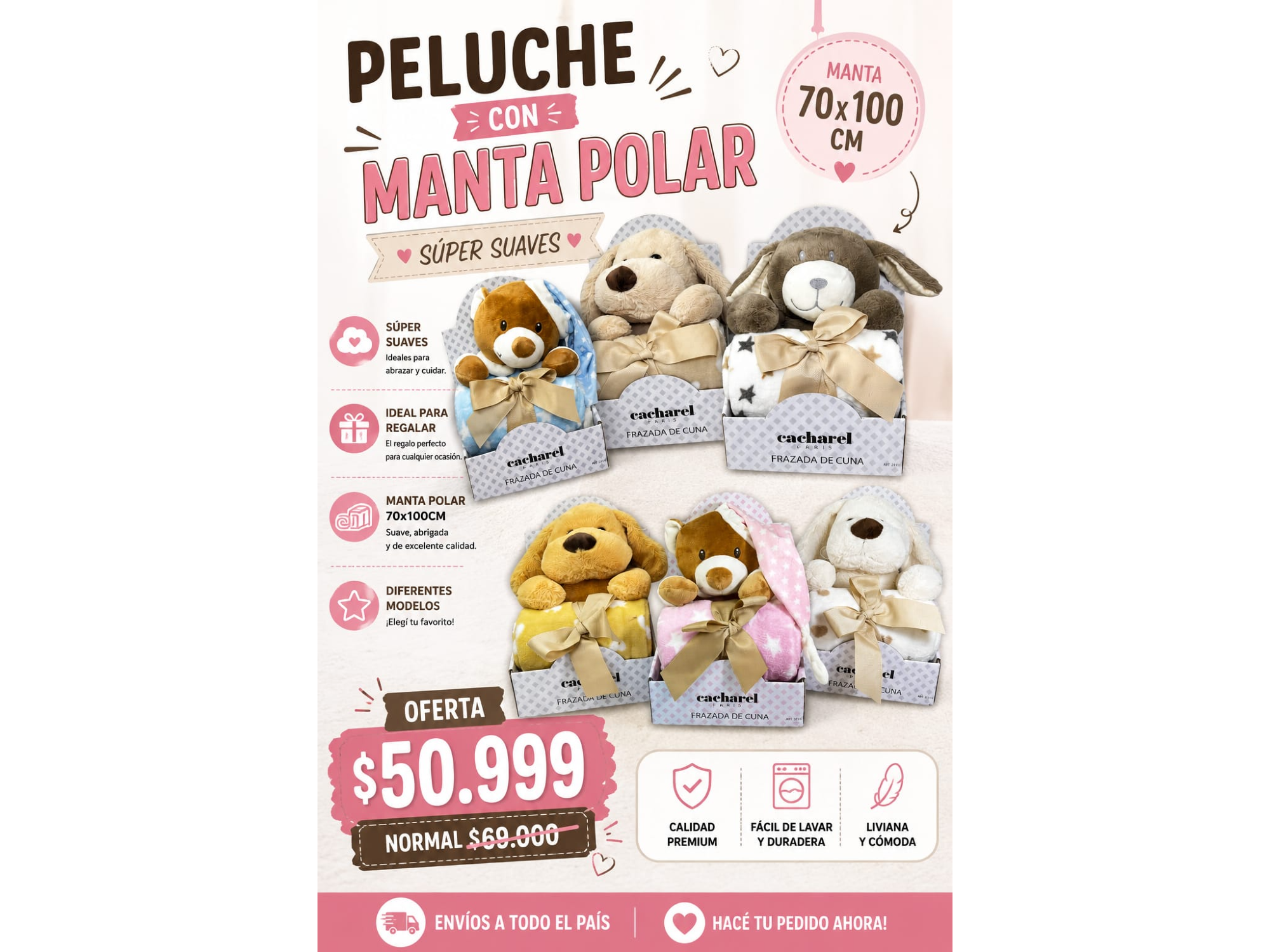 PELUCHE CON MANTA POLAR