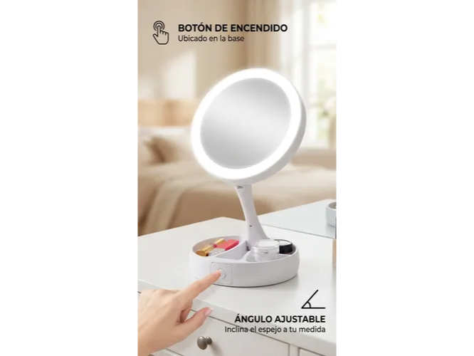 ESPEJO LED DE MAQUILLAJE CON LUZ TRICOLOR