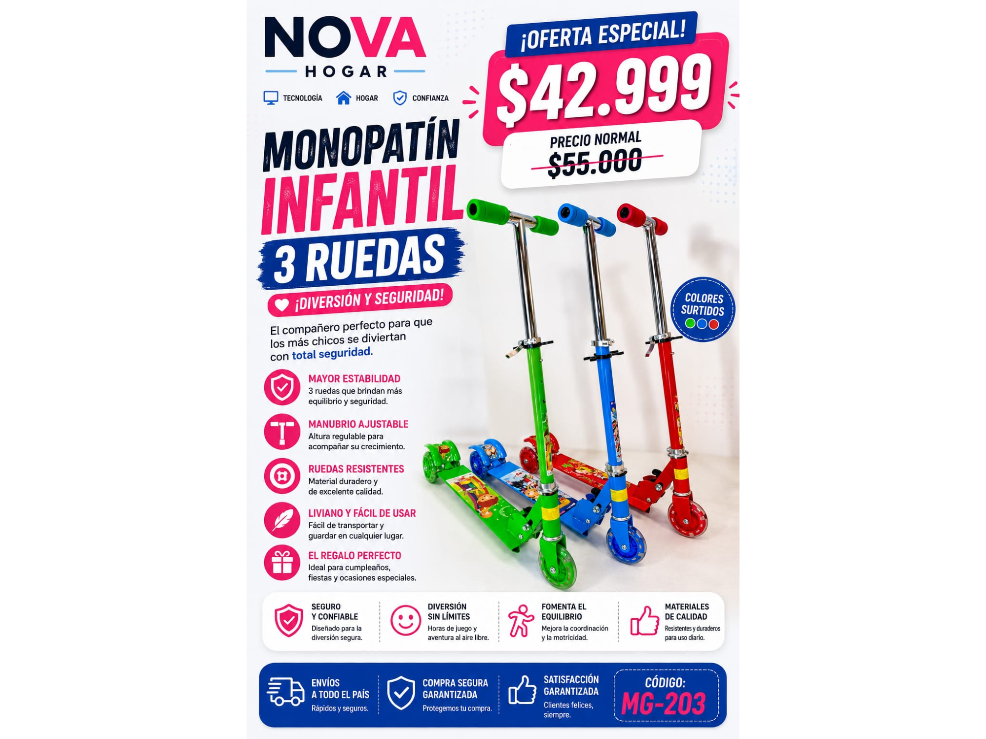 MONOPATÍN INFANTIL 3 RUEDAS(COD:MG-203)