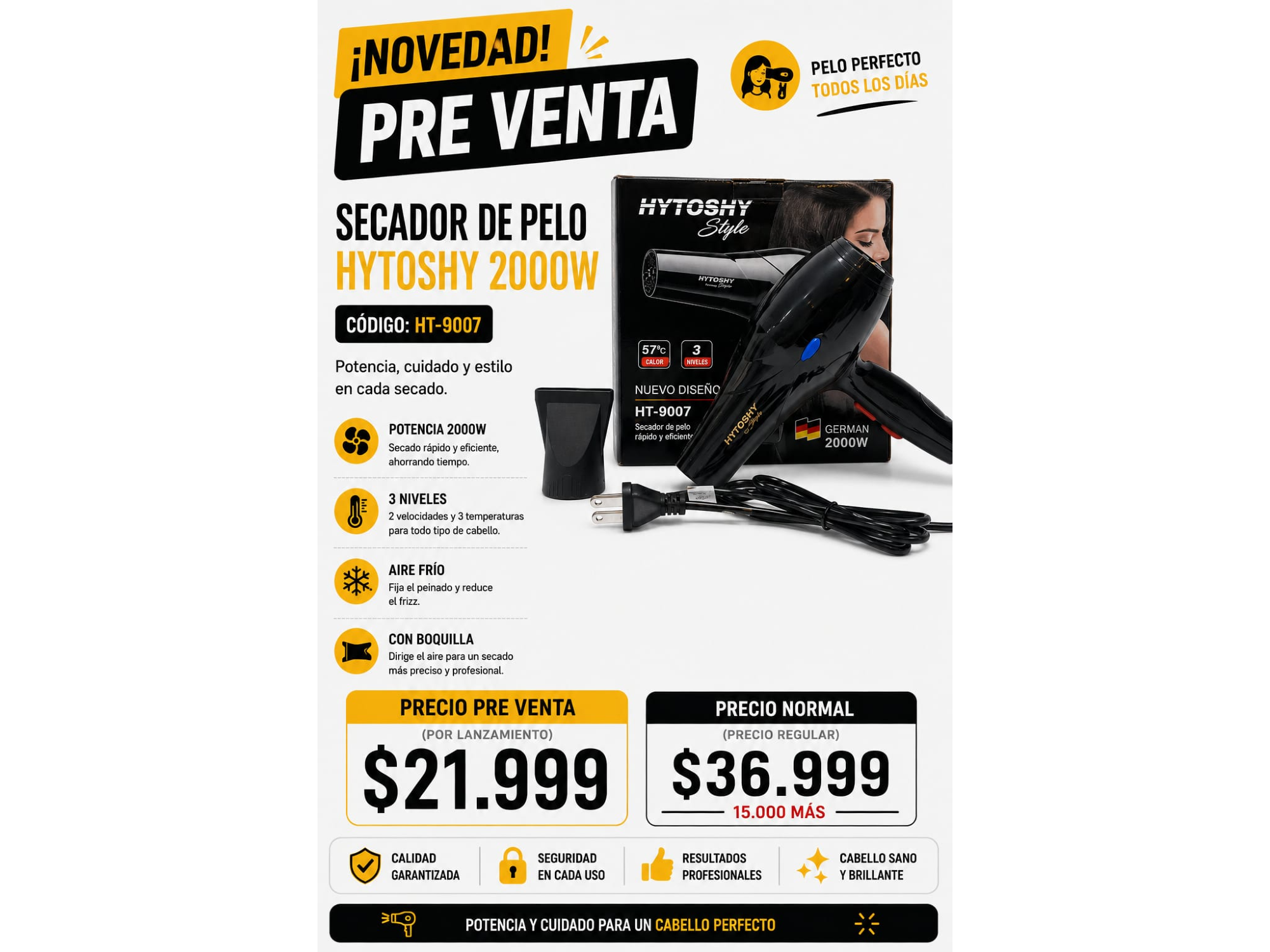 SECADOR DE PELO HYTOSHY 2000W