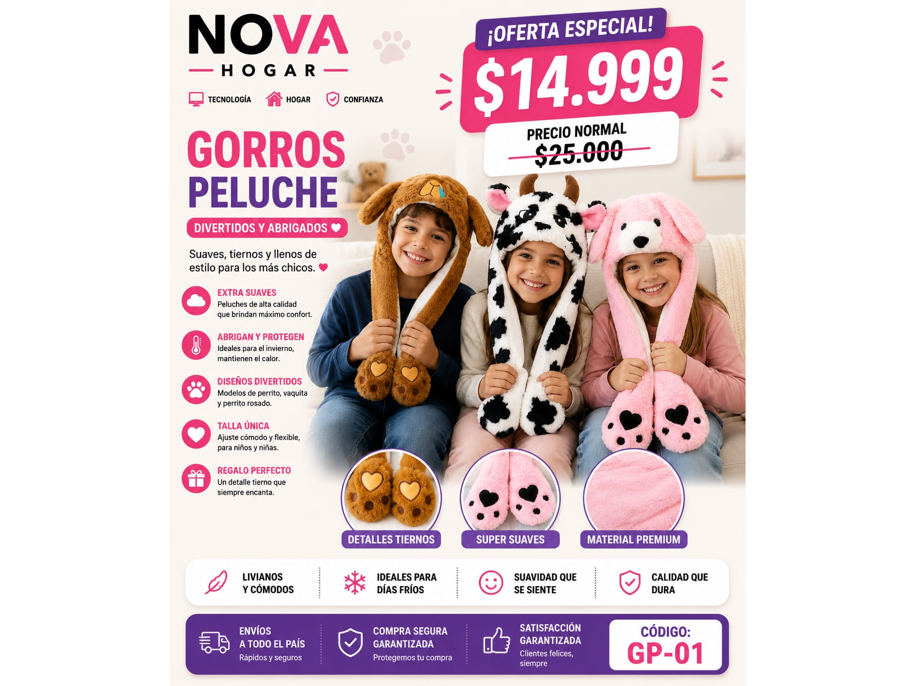GORROS PELUCHES(COD:GP-01)