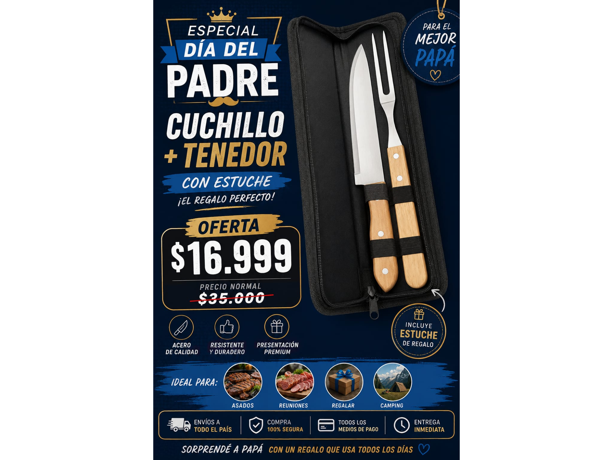 CUCHILLO +TENEDOR CON ESTUCHE