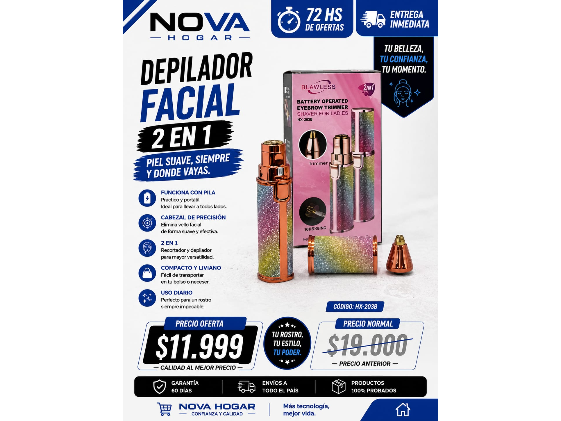2X1 DEPILADOR FACIAL BLAWLESS 2 EN 1