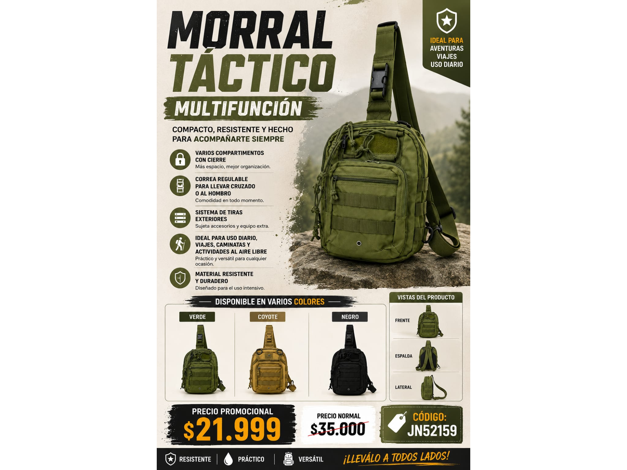 MORRAL TACTICO MULTIFUNCION (JN52159)