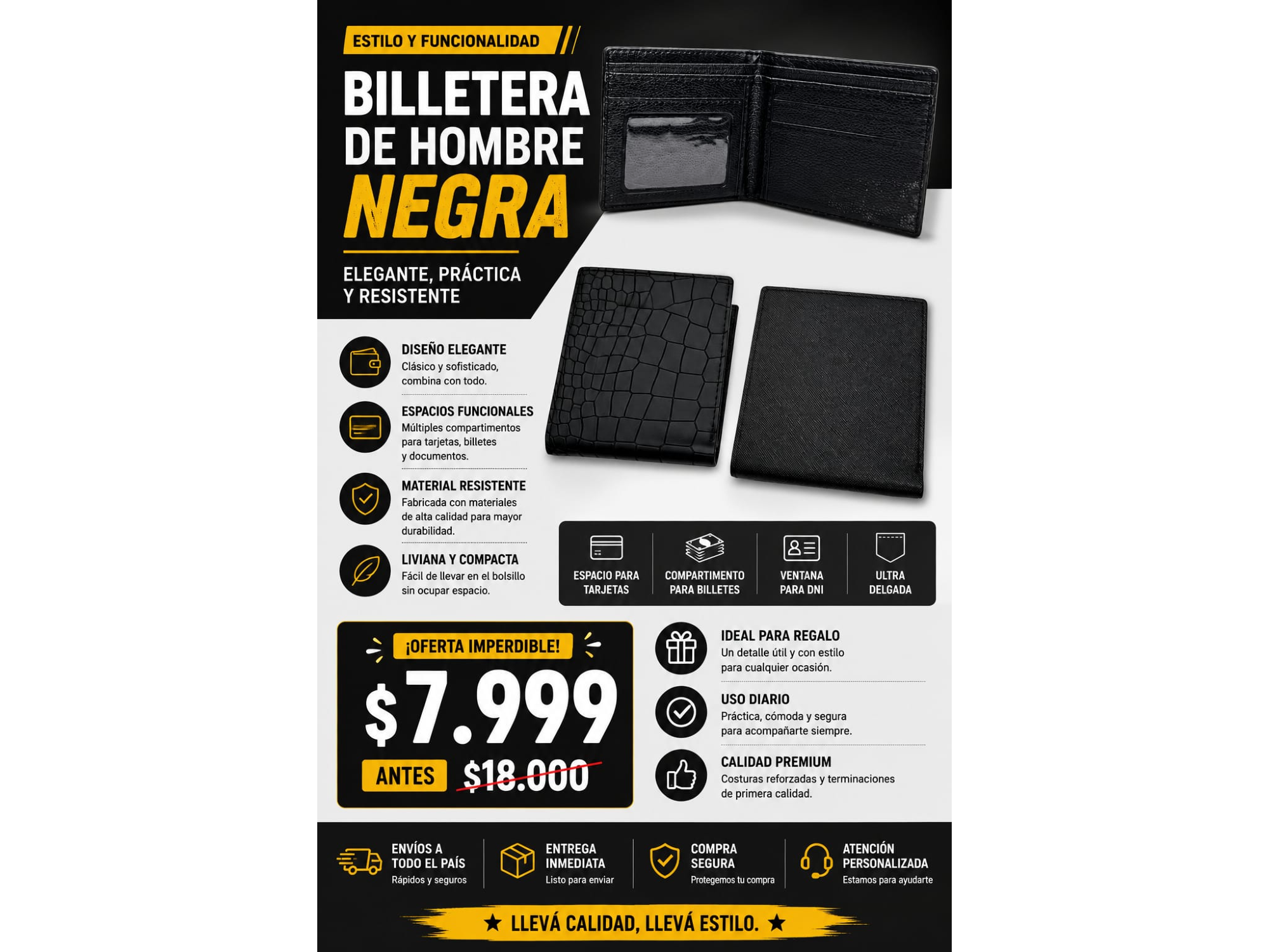 BILLETERA DE HOMBRE NEGRA