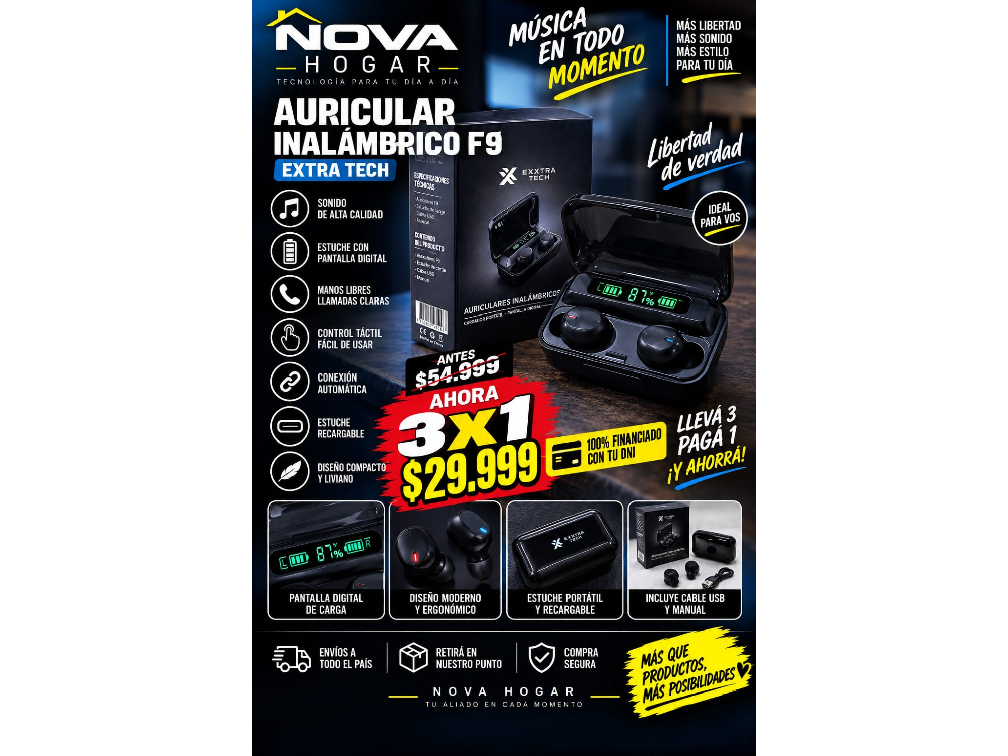 3X1 AURICULAR F9 EXTRA TECH