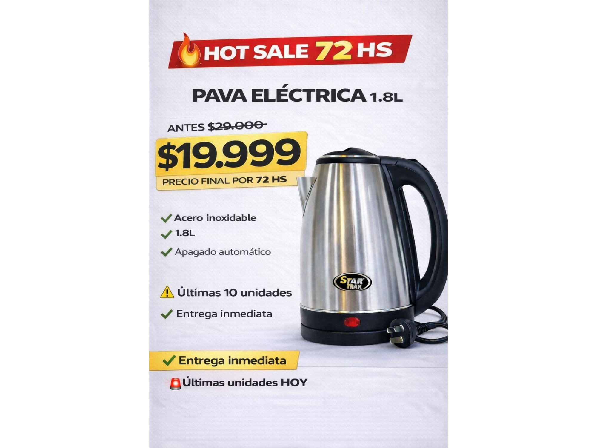 PAVA ELECTRICA  1.8 L