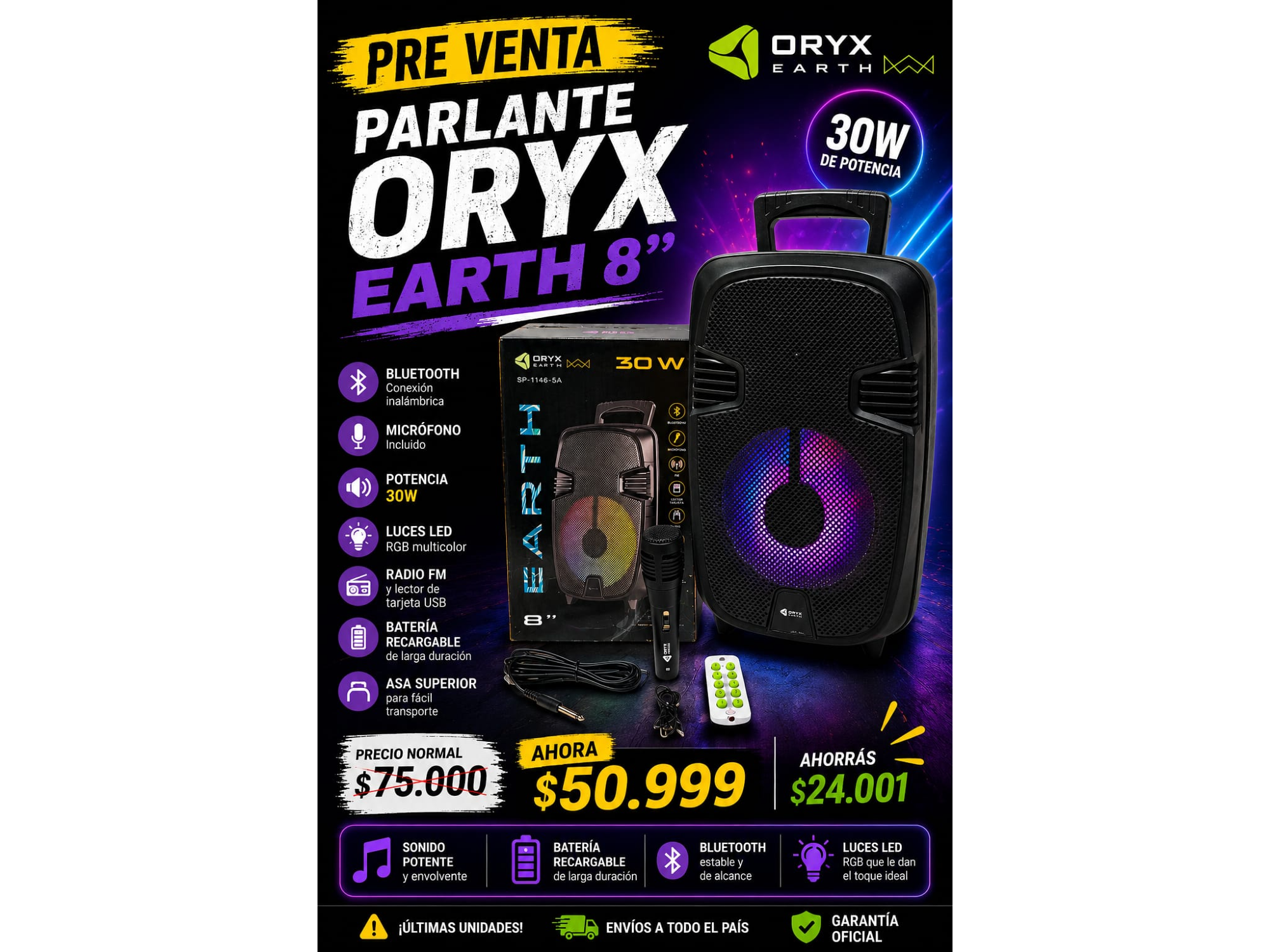 PARLANTE ORYX EARTH 8"