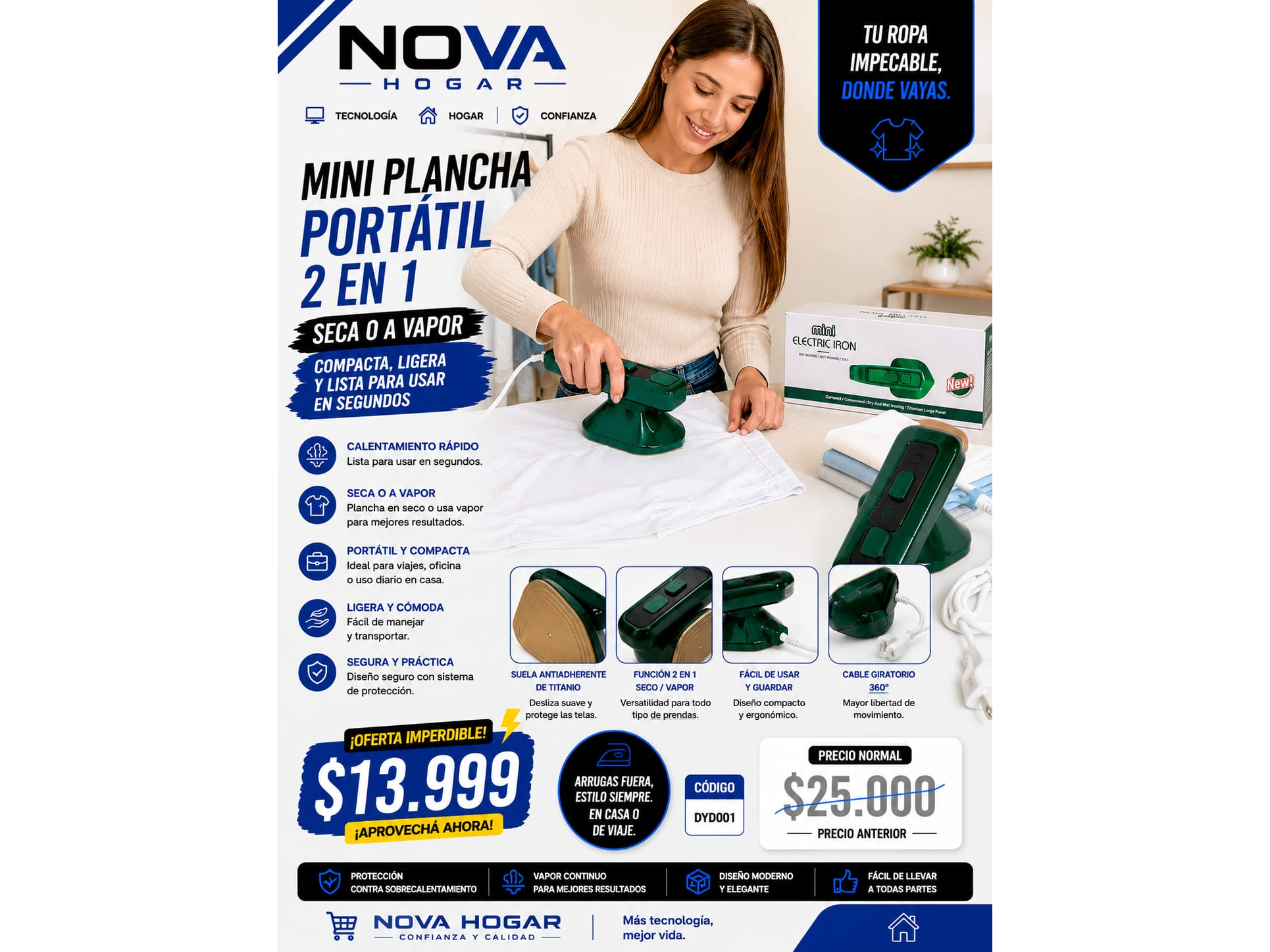 MINI PLANCHA PORTATIL 2 EN 1