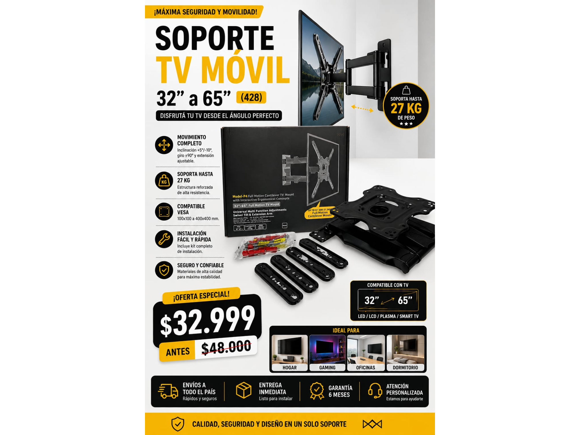 SOPORTE TV MOVIL 32" A 65"(428)