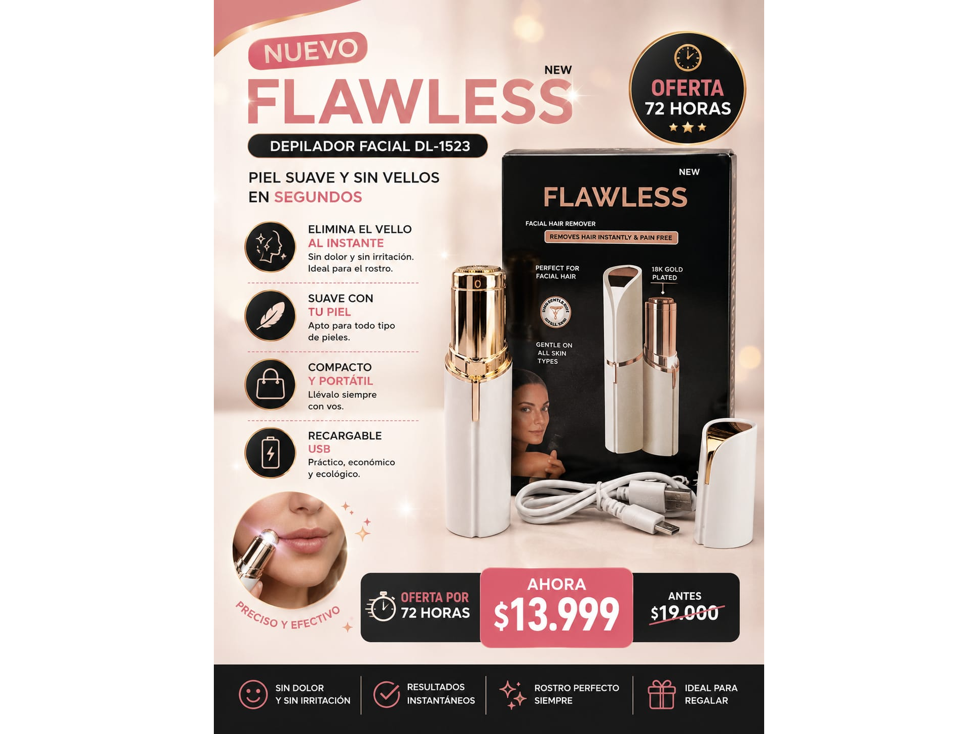 DEPILADOR FACIAL DL-1523 FLAWLESS