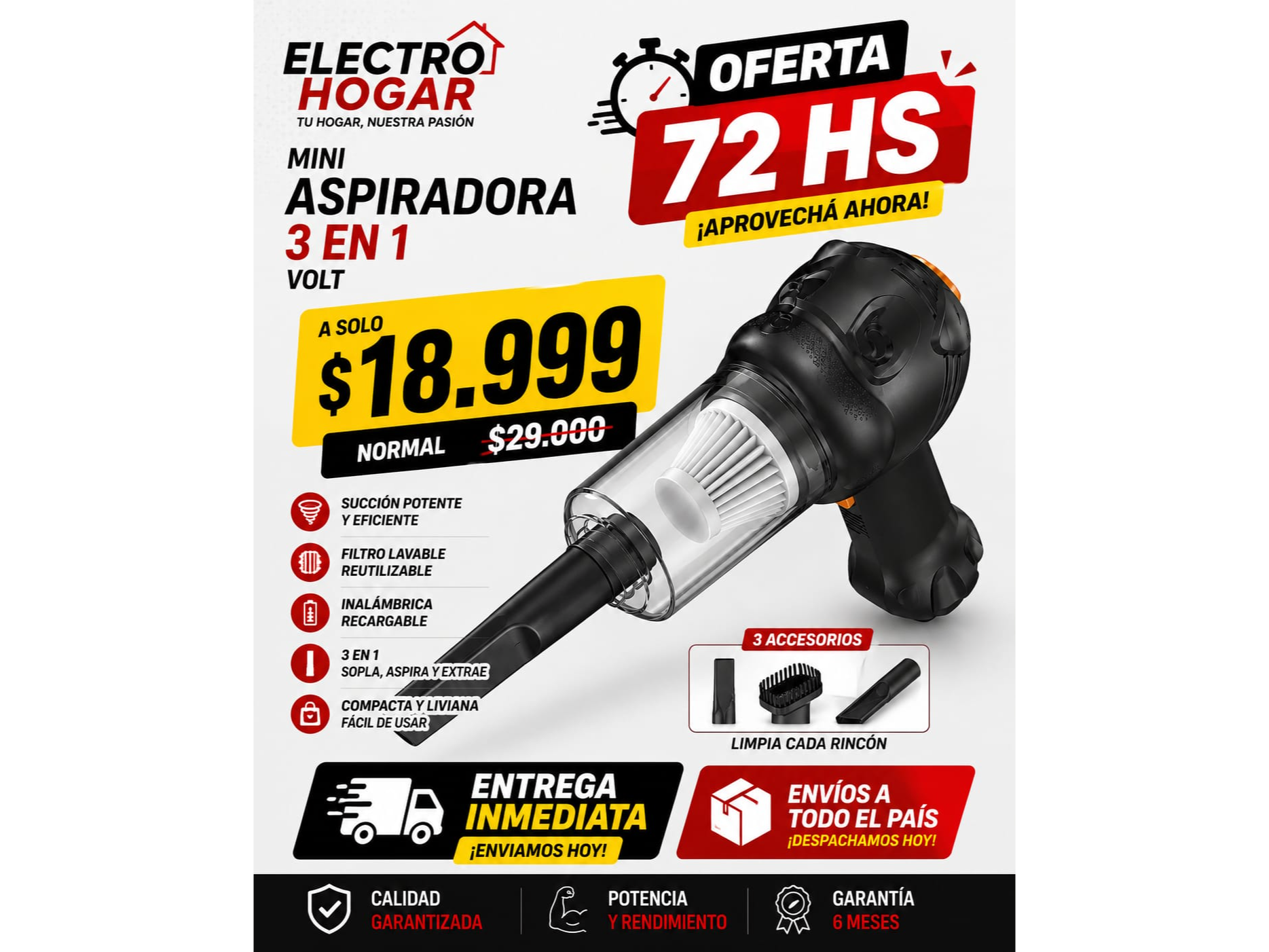 ASPIRADORA 3 EN 1 VOLT