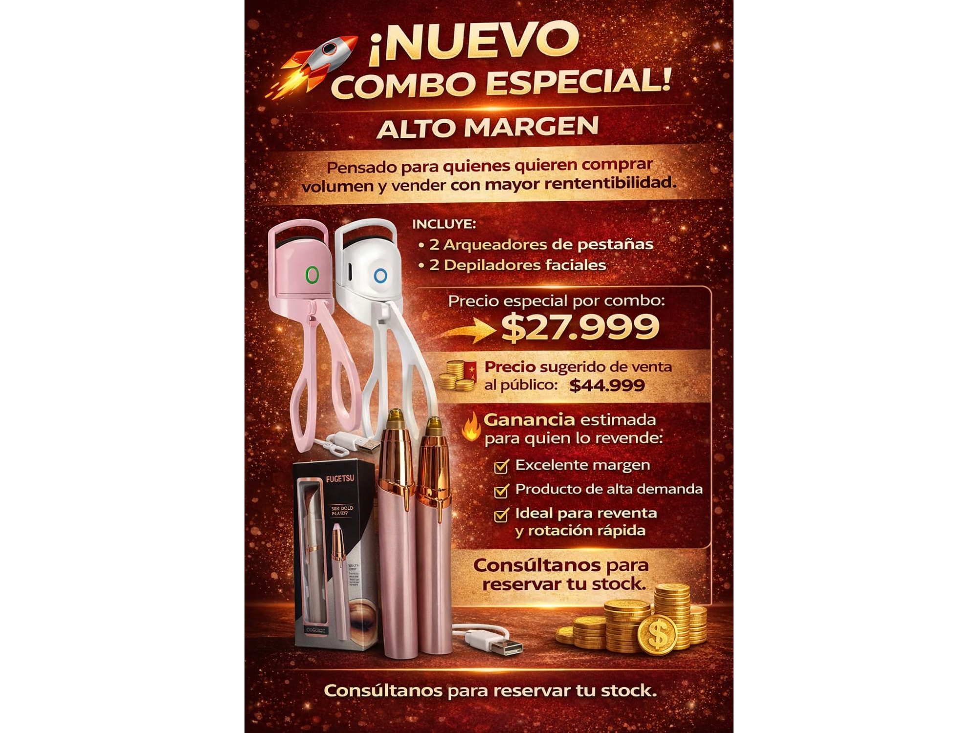 COMBO EMPRENDEDOR(2 ARQUEADORES DE PESTAÑAS,2 DEPILADORES FACIALES )