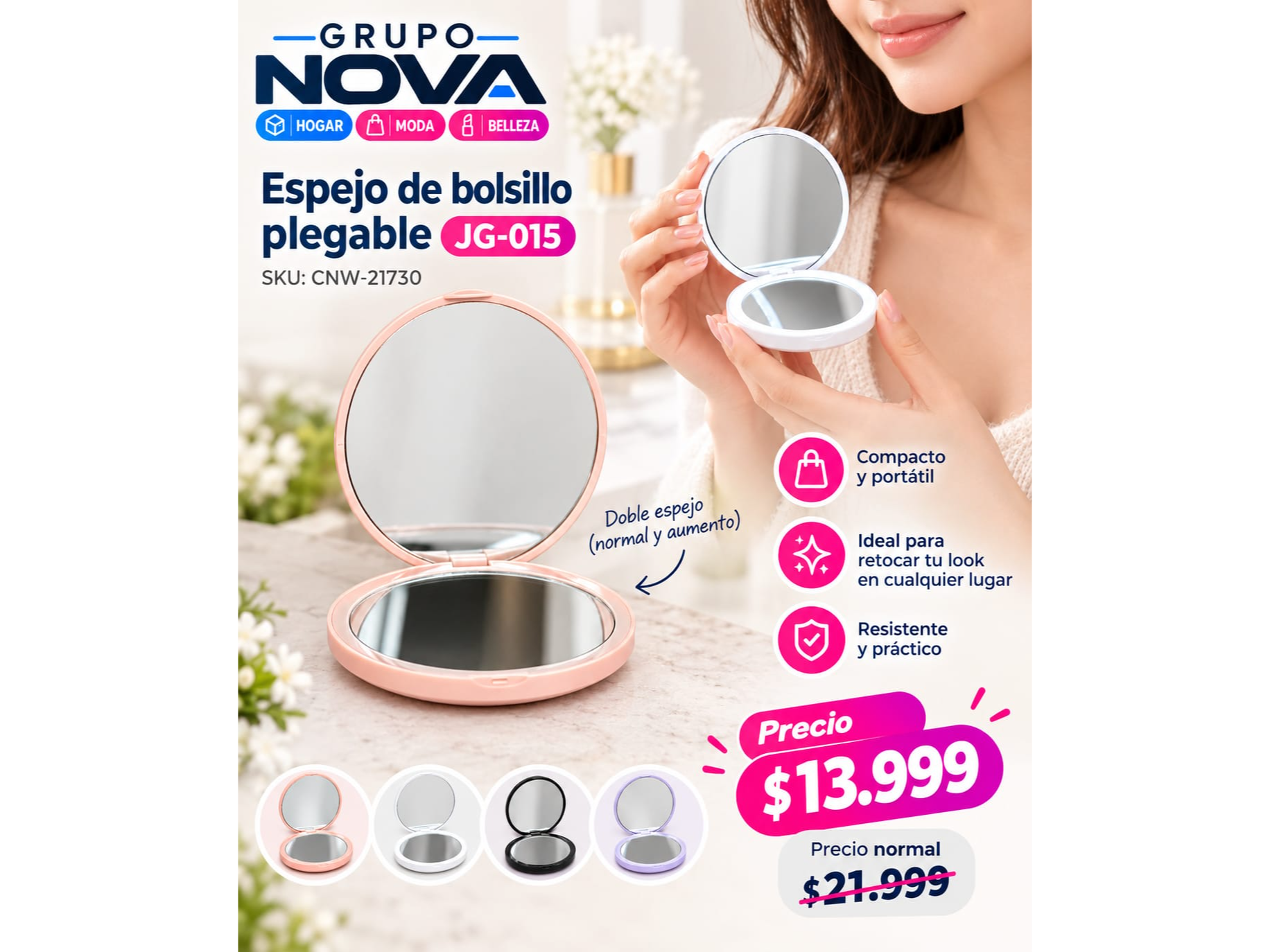 ESPEJO DE BOLSILLO PLEGABLE( JG-015)