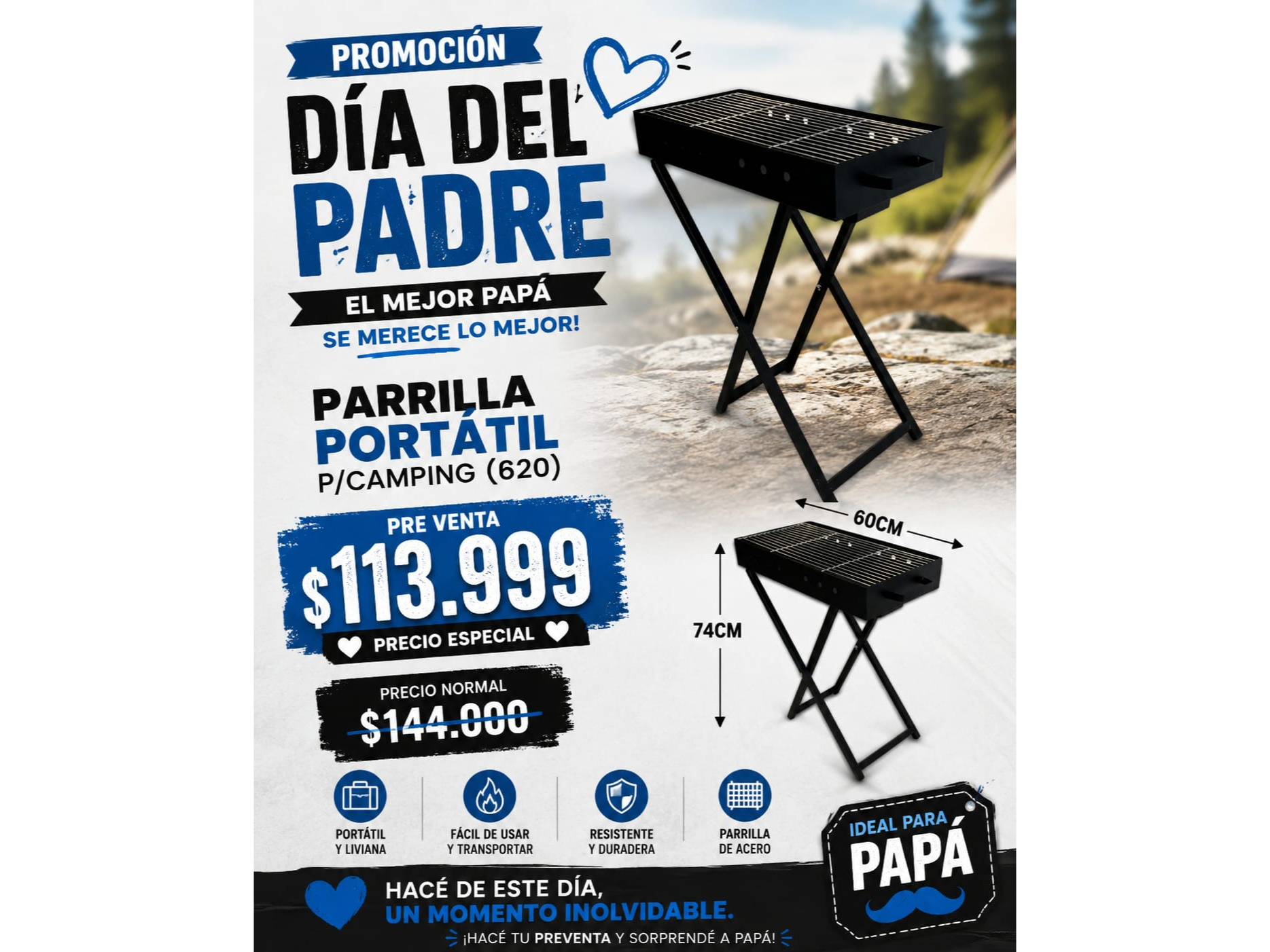 PARRILLA PORTÁTIL P/CAMPING(620)