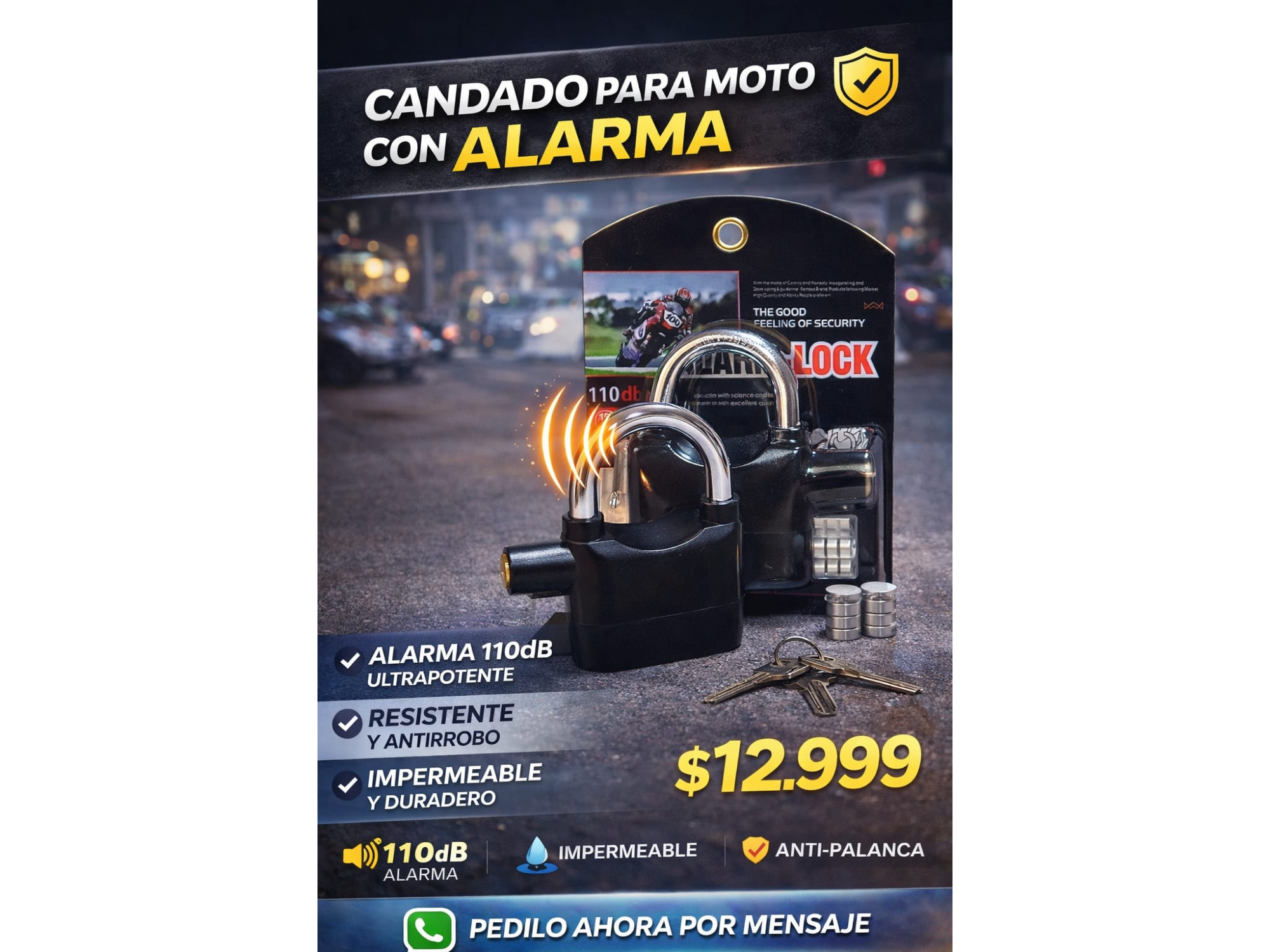 CANDADO CON ALARMA
