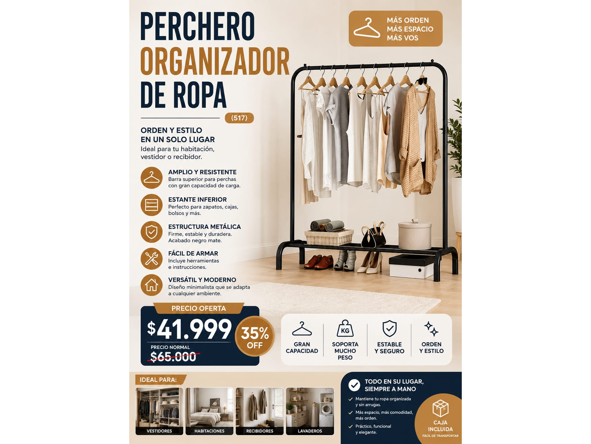 PERCHERO ORGANIZADOR DE ROPA