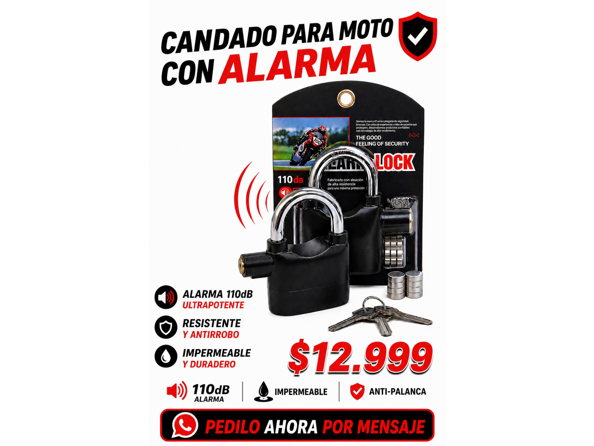 CANDADO MOTO CON ALARMA