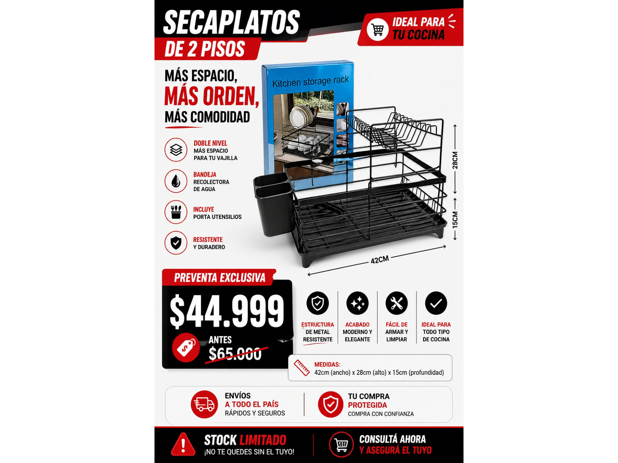 SECAPLATOS DE 2 PISOS