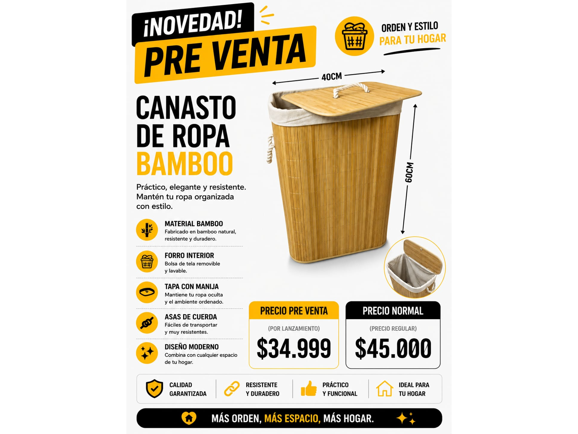 CANASTO DE ROPA BAMBOO