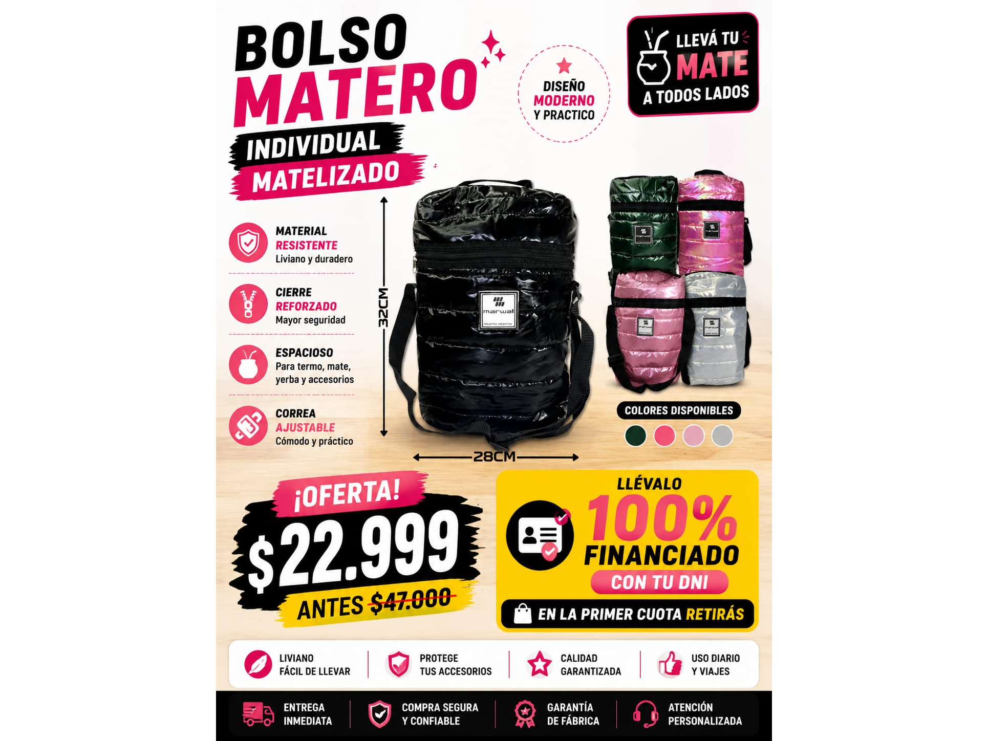 BOLSO MATERO INDIVIDUAL METALIZADO