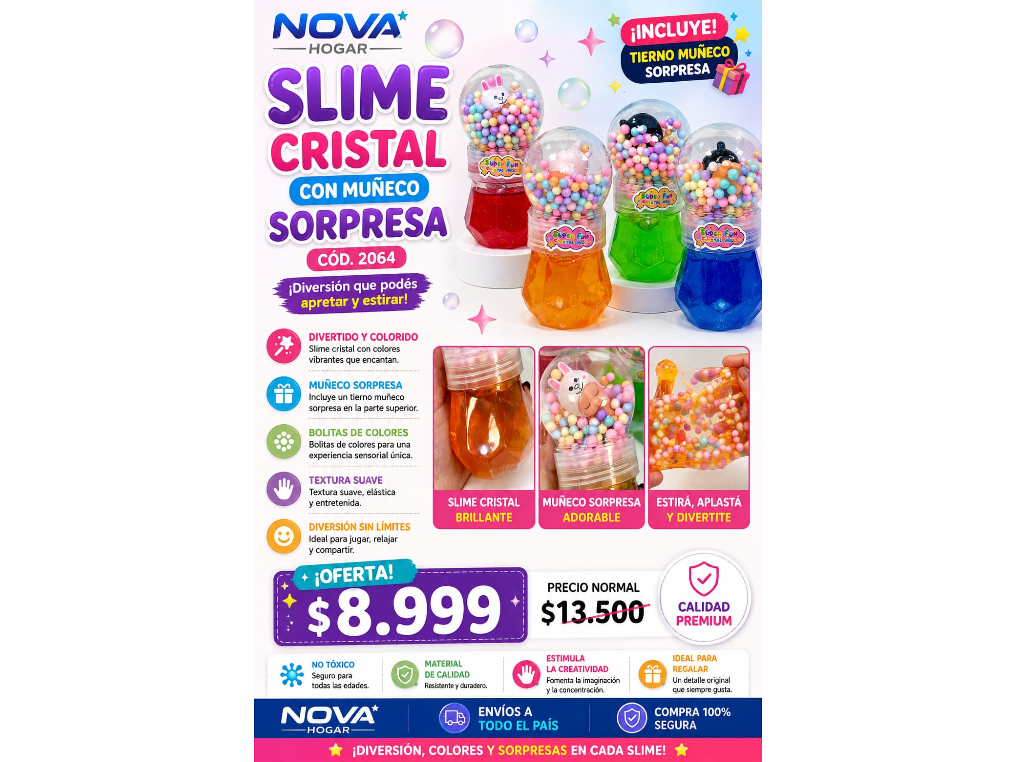 SLIME CRISTAL CON MUÑECO SORPRESA(COD:2064)