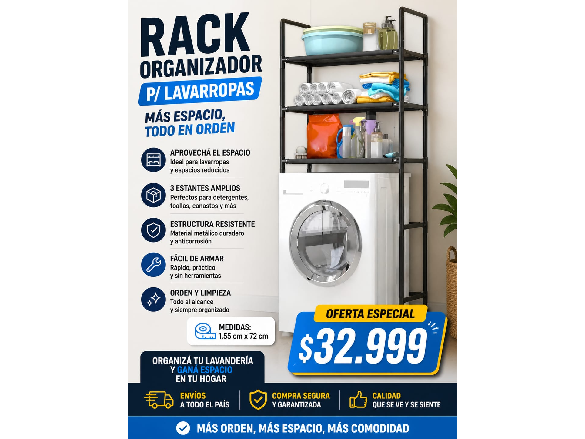 RACK ORGANIZADOR P/LAVARROPAS