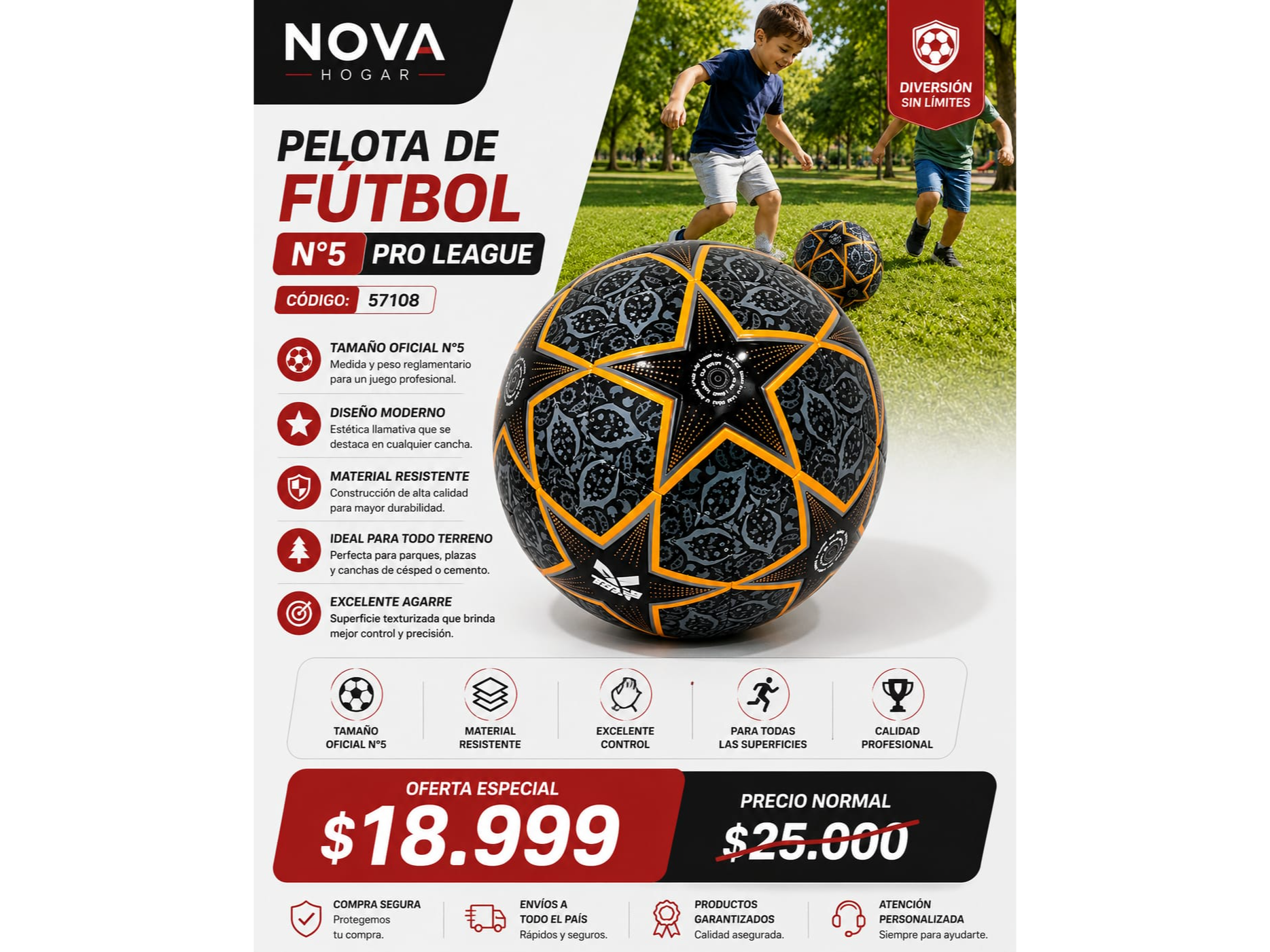 PELOTA DE FUTBOL N°5 PRO LEAGUE (COD:57108)
