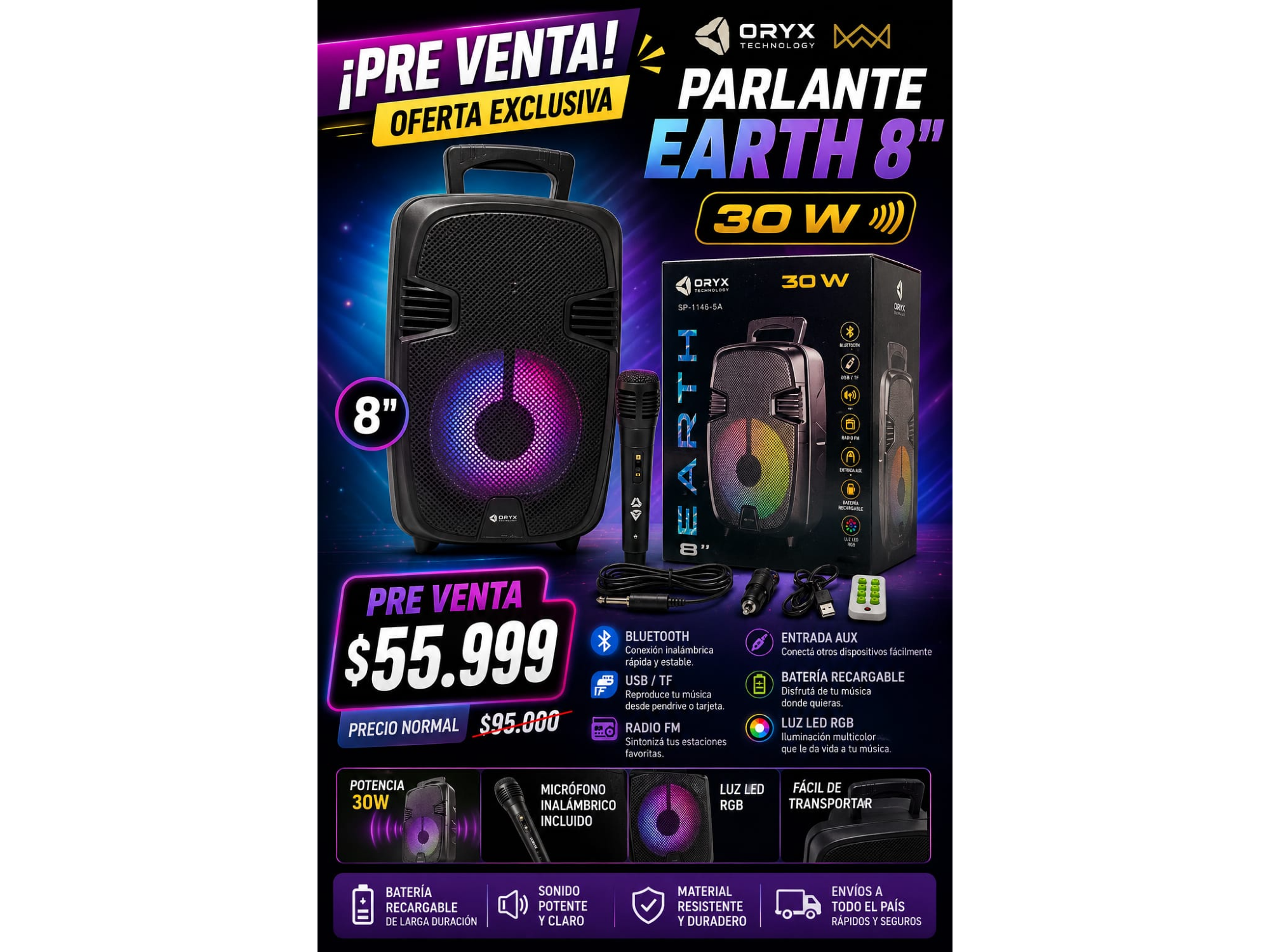PARLANTE EARTH 8" 30W