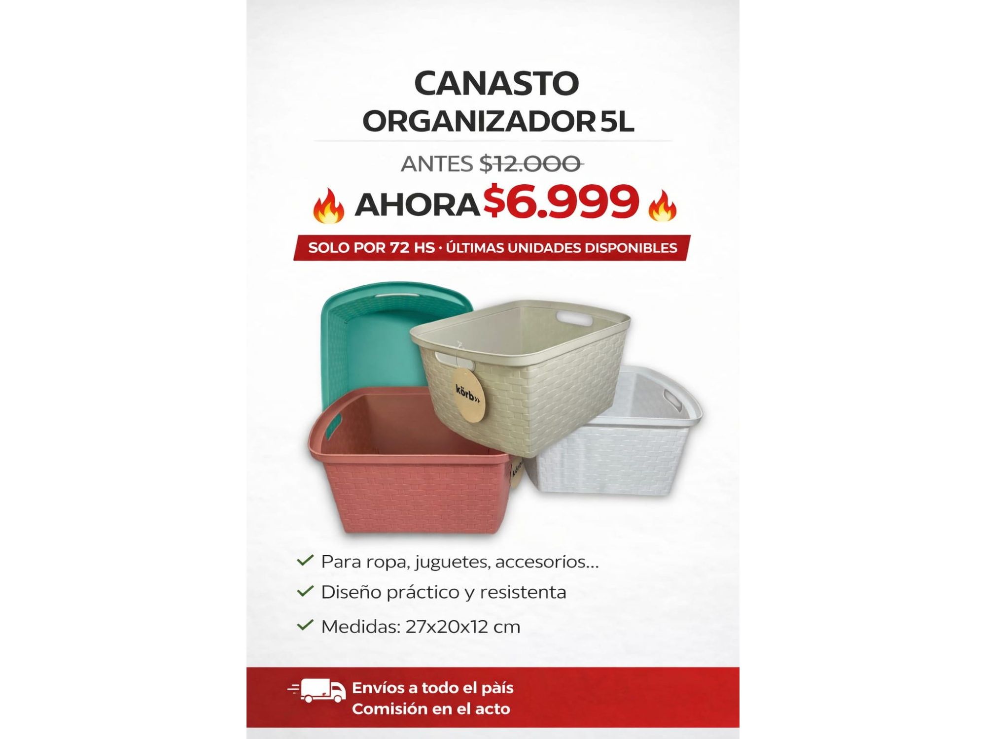 CANASTO ORGANIZADOR 5L