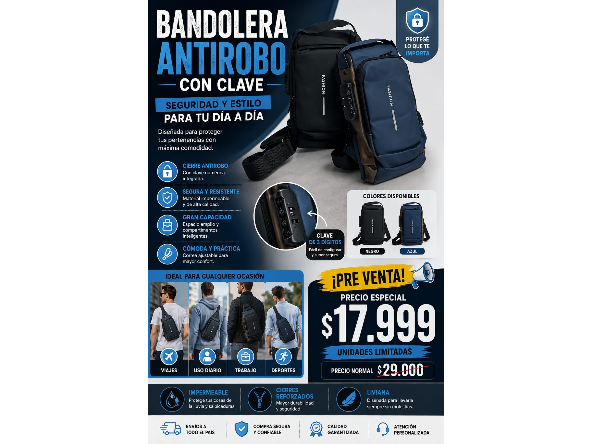 BANDOLERA ANTIROBO CON CLAVE