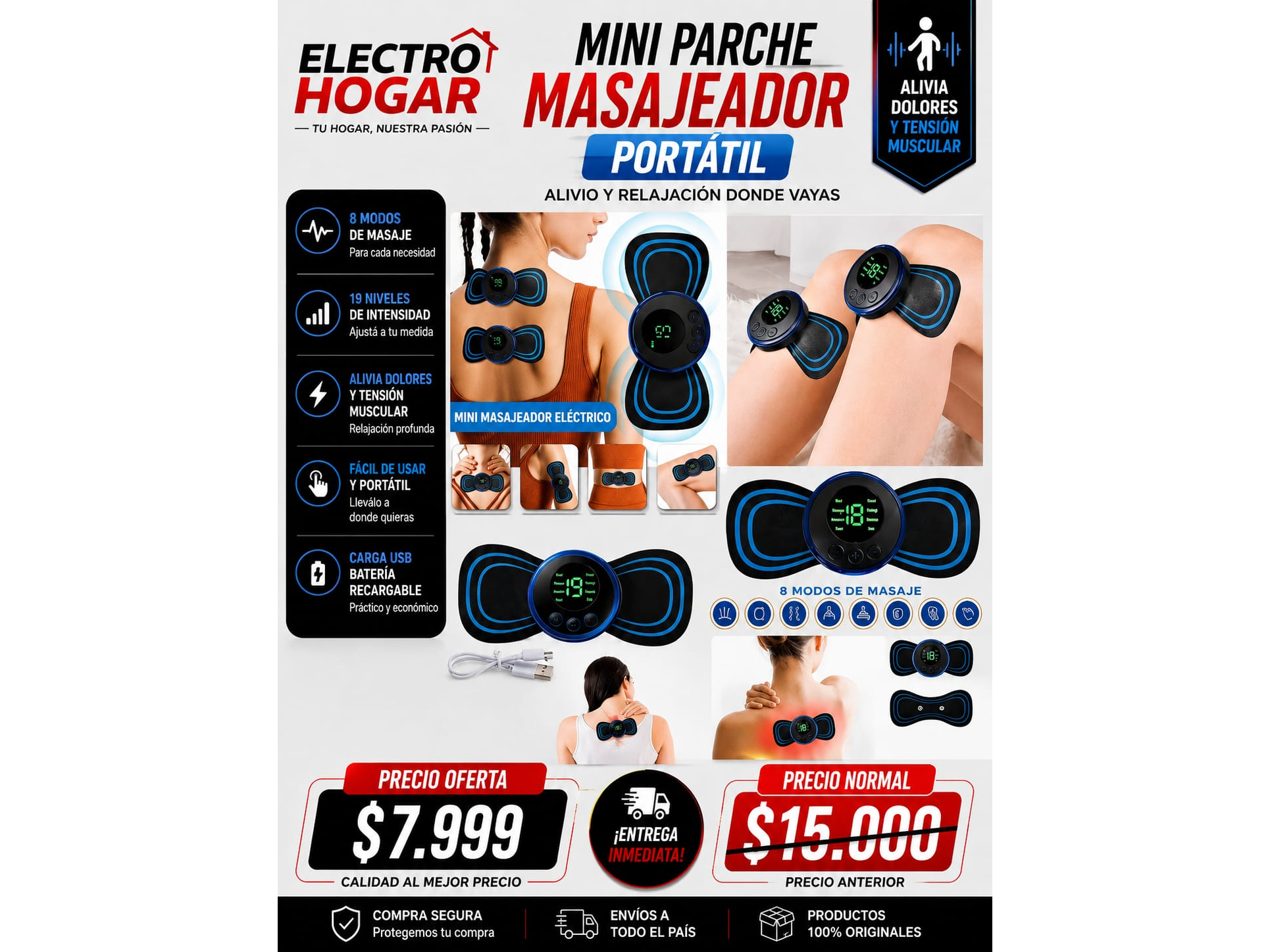 MINI PARCHE MASAJEADOR PORTATIL